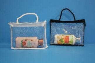 8W x 6L x 1.5D, 6 Mil Black Zipper & Rope Handle Vinyl Bags