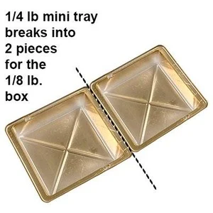 6 1/2 x 3 1/2, Candy Trays, Brown, 2 Compartments, 1/4 pound