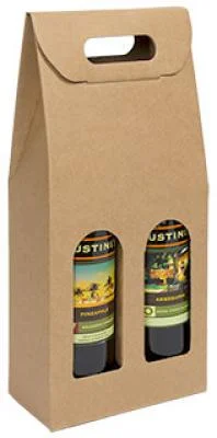 7 x 3 1/2 x 15 3/4, Italian Smooth Kraft Olive Oil & Vinegar Carriers, 2 Bottle