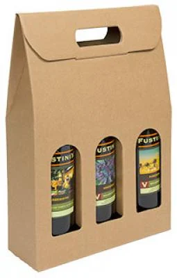 10 1/2 x 3 1/2 x 15 3/4, Italian Smooth Kraft Olive Oil & Vinegar Carriers, 3 Bottle