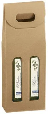 4 1/4 x 2 1/4 x 12, Italian Smooth Kraft Olive Oil & Vinegar Carriers, 2 Bottle