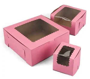 Pink Windowed Cupcake Boxes