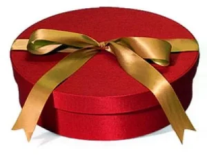 13 1/2 x 11 1/2 x 3 7/8 (Oval), Fabric Covered Wine Bottle and Glass Gift Boxes, Red