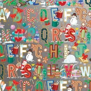 24 in x 208 ft, Holiday Wrapping Paper, Christmas Alphabet