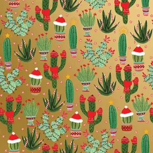 24 in x 208 ft, Holiday Wrapping Paper, Christmas Cactus