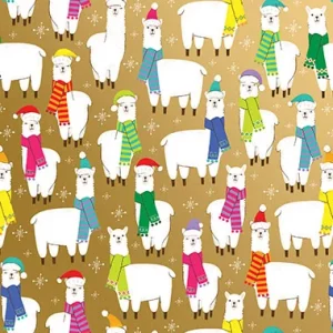 24 in x 208 ft, Holiday Wrapping Paper, Christmas Llama