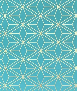 30 in x 208 ft, Graphics Wrapping Paper, Gold Aqua Geo