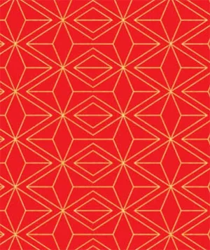 30 in x 417 ft, Graphics Wrapping Paper, Gold Red Geo