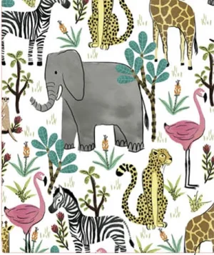 30 in x 208 ft, Kids Wrapping Paper, Jungle Safari