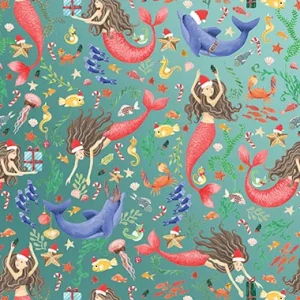 30 in x 208 ft, Kids Wrapping Paper, Mermaids