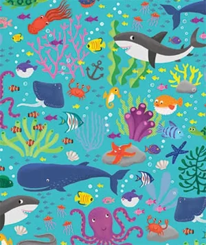 30 in x 208 ft, Kids Wrapping Paper, Under The Sea