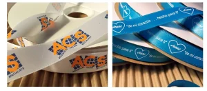 3/8 inch x 100 yds., Double Face Custom Printed Satin Ribbon, Antique Blue