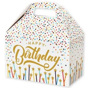 8 1/2 x 5 x 5 1/2, Theme Gable Gift Basket Boxes, Happy B-Day Stars