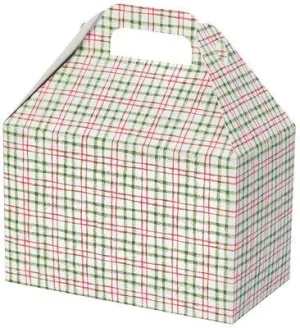 8 1/2 x 5 x 5 1/2, Theme Gable Gift Basket Boxes, Red Green Plaid