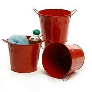6 1/2 inch Red Painted Pail with Side Handles