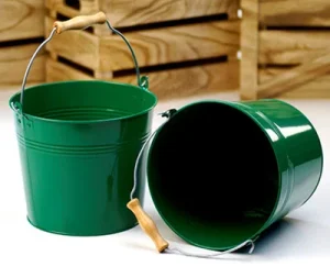 8 1/2 inch Green Pail Wooden Handle