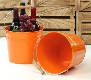 8 1/2 inch Orange Pail Wooden Handle