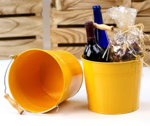 8 1/2 inch Goldenrod Painted Pail Wooden Handle