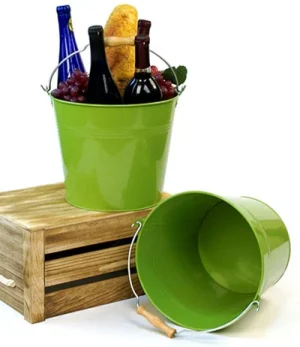 10 inch Lime Green Pail Wooden Handle