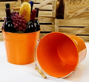 10 inch Orange Pail Wooden Handle