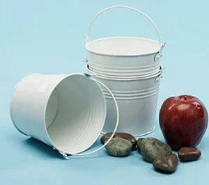 5 inch Round White Painted Handle Pail
