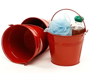6 inch Round Red Painted Handle Pail