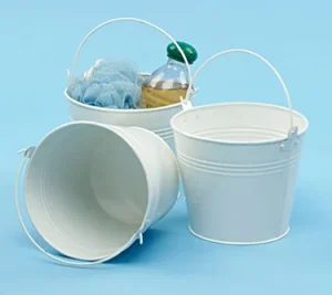 6 inch Round White Painted Handle Pail