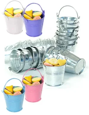 2 1/2 dia x 2H, Galvanized Votive Candle Pail, Lt Blue