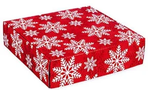 12 x 9 x 3, Red and White Snowflake Corrugated Mailer Boxes