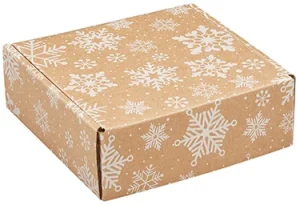 12 x 9 x 3, Kraft Snowflakes Corrugated Mailer Boxes