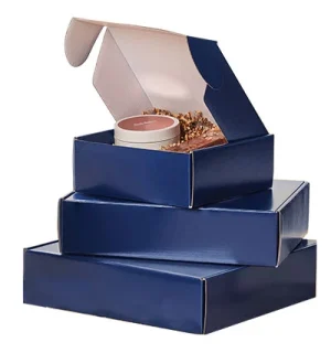 12 x 9 x 3, Navy Gloss Corrugated Mailer Boxes