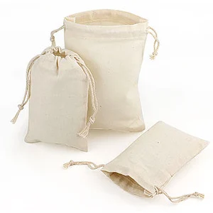 8 x 10, Natural Cotton Drawstring Pouches