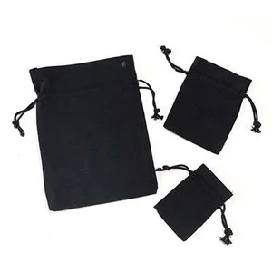 10 x 12, Black Cotton Drawstring Pouches, Black Cords