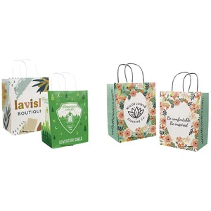 Full Color All Sides White Kraft Paper Twist Handle Bags