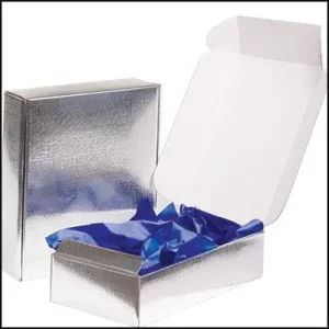 7 1/4 x 13 3/8 x 3 1/2, Fine Italian Textured Mailers, Silver Textured