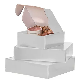12 x 9 x 5, White Gloss Corrugated Mailer Boxes